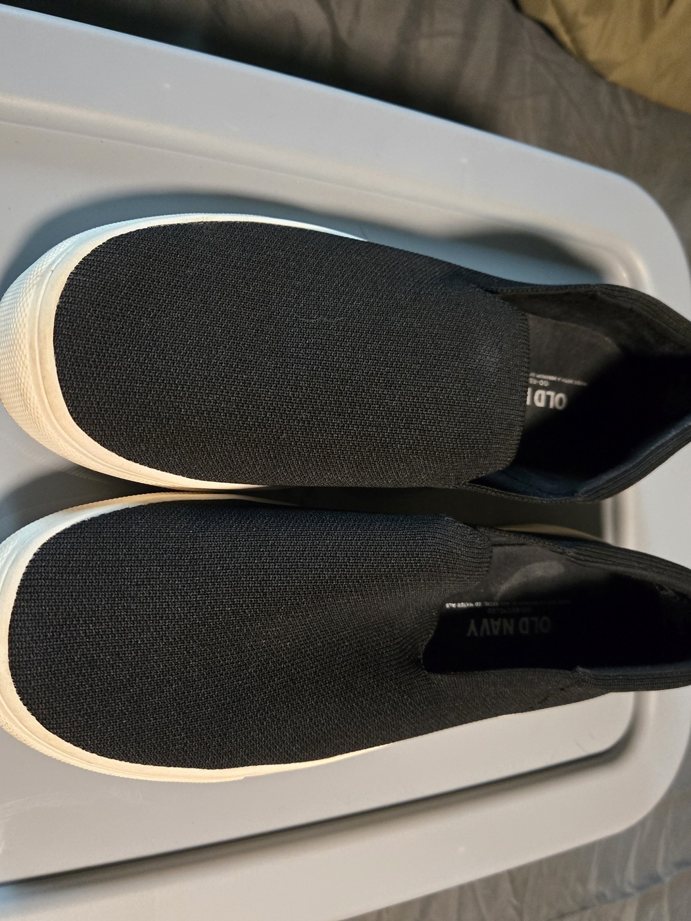Old Navy Black Canvas Slip-On Sneakers with White Sole